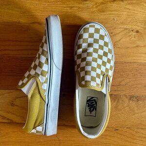 Vans Olive Oil Checkerboard Slip ons - Women's 7.5